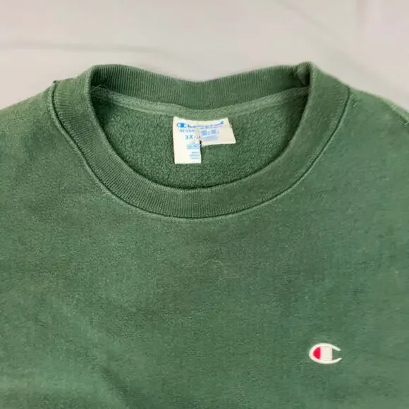 Champion Reverse Weave Crewneck Sweatshirt Green 3XL Oversized Fit - Picture 6 of 9